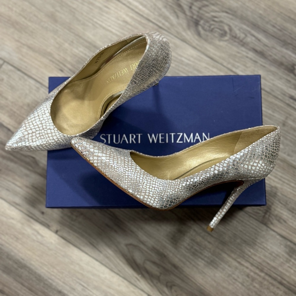 Stuart Weitzman Metallic Textured Heels